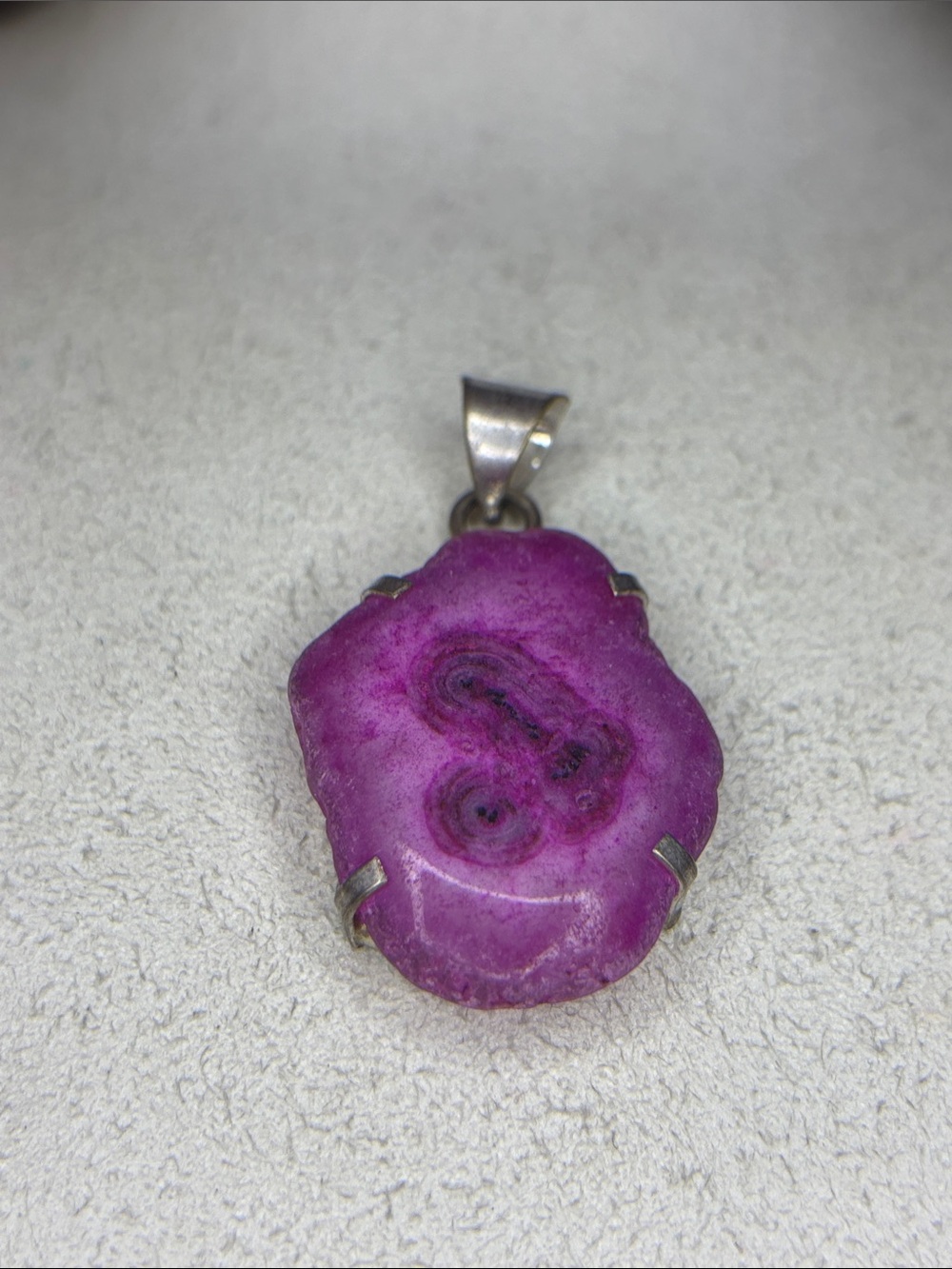 pink solar, quartz heart middle 925 silver plated pendant
